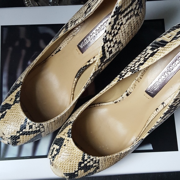 BCBGMaxazria Leather Snake Print Stud Heel Shoes - Picture 8 of 8